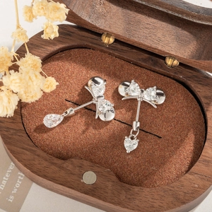 Bowknot Dangle Helix Cartilage Piercing Stud Titanium Steel Heart Water Drop Cubic Zirconia Screw Back Jewelry For Women