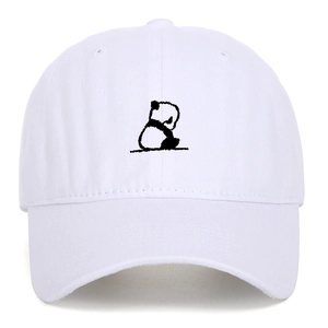 Baseball Kappe Waschbaumwolle Retro Distressed Cartoon Panda Stickerei Verstellbar Outdoor Sonnenhut Unisex