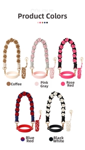 Floral woven cup handle strap with silicone ring and gold lobster clasp in five colors