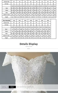 Tableau des tailles détaillé pour robes de mariée standard et grandes tailles avec dentelle