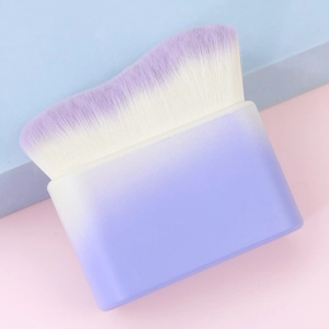 Large wavy foundation brush with purple gradient synthetic bristles for seamless makeup