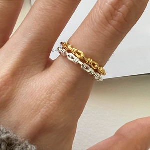 925 Sterling Silver Ring Twisted Knot Woven Design Vintage Chain Link Style Adjustable Open Band Jewelry For Women