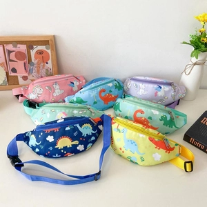 Kids Waist Bag Nylon Cartoon Dinosaur Unicorn Print Lightweight Adjustable Chest Fanny Pack For Boys Girls Cute Casual