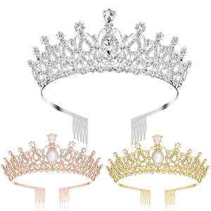 Luxury Rhinestone Tiara Crystal Bridal Crown Alloy Headpiece For Wedding Party Banquet Baroque Style Women