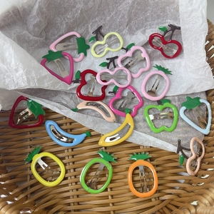 Cute Fruit Shaped Hair Clips Strawberry Cherry Pineapple Metal BB Clips For Kids Girls Kawaii Hair Accessories