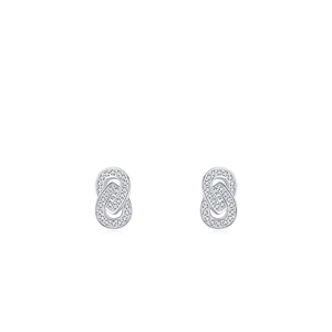 S925 Sterling Silver Geometric Interlocking Double Loop Stud Earrings Micro Inlaid Zirconia Fashion Jewelry For Women