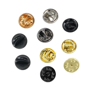Assorted metal and rubber butterfly clutch pin backs in gold, silver, and black finishes