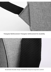 Detail of reinforced triangular stitching and breathable honeycomb mesh shoulder straps
