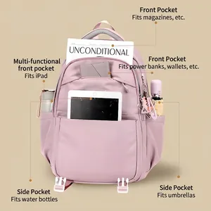 Minimalist light purple large travel backpack with waterproof nylon and functional pockets
