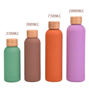 304 stainless steel vacuum flasks with bamboo lids in four sizes and matte finishes