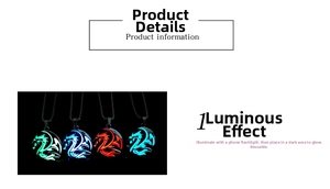 Luminous dragon totem pendants in four glowing colors for men in retro style