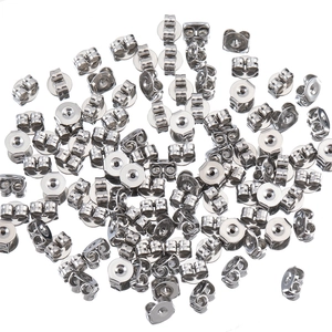 Polished silver stainless steel butterfly earring backs set for jewelry making