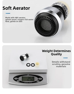 Detailed view of universal faucet aerator set with dual filters and rubber gaskets