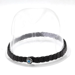 Detail of black braided hat band with vintage silver buckle and turquoise stone