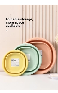 Driedelige set draagbare opvouwbare waskommen in diverse maten en pastelkleuren