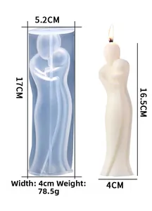 Detaillierte Silikonform für 3D-Kerzen mit Umarmungs-Motiv und 17 cm Höhe Maßen