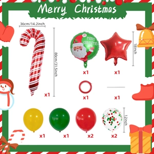 Christmas balloon set detailing Santa foil balloon candy cane and festive latex decorations