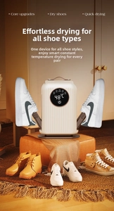 Detail of smart shoe dryer with adjustable drying racks and an LED digital timer display