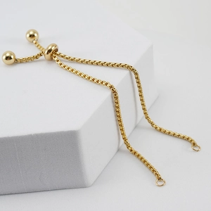 Elegante pulsera de cadena de caja en acero inoxidable de 18K con cierre ajustable