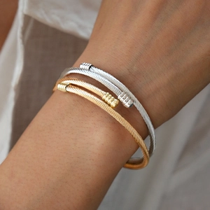 Minimalist Twisted Cable Open Cuff Bracelet Copper Textured Geometric Industrial Style Fashion Hand Jewelry For Women