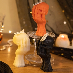 Candela Profumata Teschio Halloween Cera Di Soja Gotica Decorativa Testa Osso Mano Corno Occhio Di Serpente Ornamento Festa