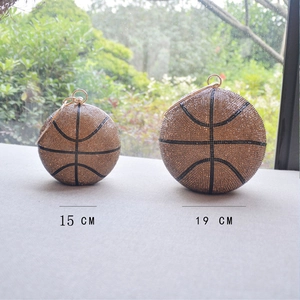 Comparison of 15cm and 19cm rhinestone basketball clutch bags with gold ring handles