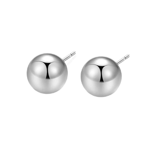 Minimalist S925 sterling silver ball stud earrings with a high-polished mirror finish
