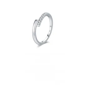 Macro detail of S925 sterling silver stamp and sparkling row of round-cut moissanite stones