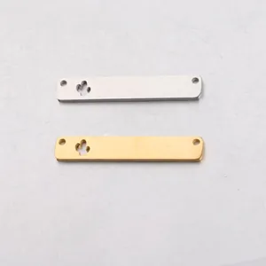 Stainless Steel Hollow Cactus Rectangle Bar Pendant Charms Mirror Polished Dual Holes For Diy Jewelry Making