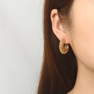 Boucles d'oreilles créoles rondes évidées en acier plaqué or 18 carats pour femme