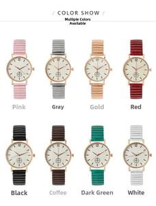 Montres à quartz pour femmes en plusieurs couleurs avec bracelets extensibles et boîtiers or rose