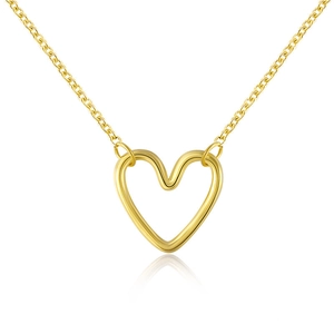 925 Sterling Silver Heart Pendant Necklace For Women Fashion Gold Plated Hollow Heart Simple Choker Jewelry Birthday Gift