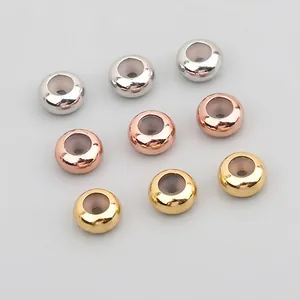 14K Gold Plated Copper Abacus Positioning Beads With Silicone Core Stopper Beads For Jewelry Making DIY Bracelet Necklace Adjustment