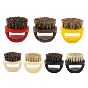 Men Beard Brush Ring Handle Boar Bristle Horsehair Nylon Shaving Barber Grooming Facial Cleaning Tool Hair Styling