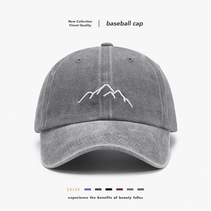 Gorra de Béisbol de Algodón Lavado Vintage Soft Top Bordado Montaña Sombrero Dad Ajustable Protección Solar Ala Curva