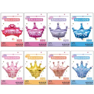 Crown Shape Aluminum Foil Balloon Self Sealing Reusable Birthday Party Decoration Princess Prince Style Festival