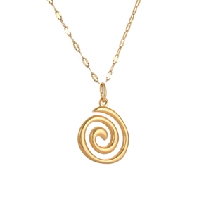 Elegant gold stainless steel spiral pendant necklace with a minimalist swirl design