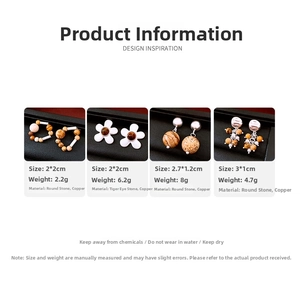 Detail specifications of beaded earrings featuring natural tiger eye and jasper stones