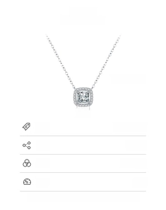 Detailed spec of S925 sterling silver necklace with sparkling square zircon pendant