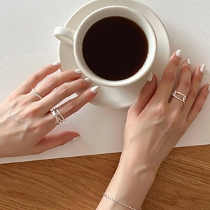 Elegant 925 sterling silver knotted open rings and bracelets set for women