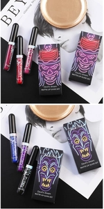 Macro shot of matte lip gloss tubes in Dragon Ranee Devil's Dream punk style gift box