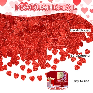 Sparkling red heart shaped PVC glitter confetti for Valentine's party table decoration