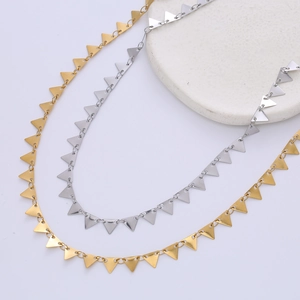 Geometric Triangle Necklace Stainless Steel 18K Gold Plated Minimalist Clavicle Chain Jewelry For Women Aesthetic Trendy