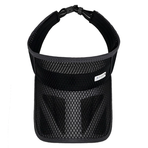 Unisex black breathable mesh sun visor hat with extended brim and white SPORT logo