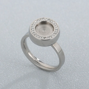Stainless Steel DIY Ring Base Round Halo Blank Setting For Artificial Pearl Or Gemstone Zircon Rhinestone Jewelry Making Women Fashion