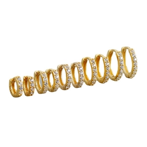 Set of 5 pairs gold plated S925 sterling silver hoop earrings with cubic zirconia stones