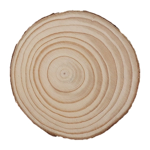 Minimalist round wooden candle tray featuring natural wood grain patterns on white background
