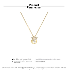 Detailed view of angel wing crown necklace with specifications on size and materials