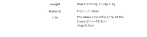 Size and weight specifications for titanium steel double-layer twisted bracelet and ring set