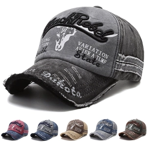 Vintage Washed Cotton Baseball Cap Embroidered Letter Distressed Adjustable Sun Hat Streetwear For Men Women
